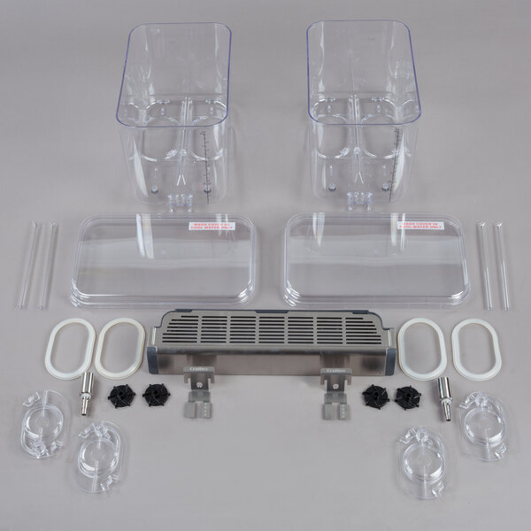 A white plastic bowl assembly with clear plastic containers inside.