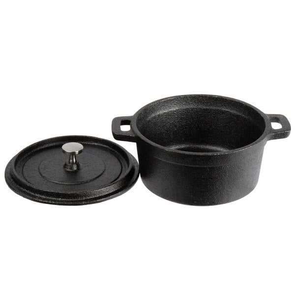 Valor 16 oz. PreSeasoned Mini Cast Iron Pot with Lid