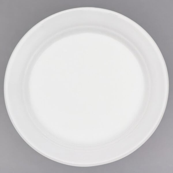 A white plate with a white circle.