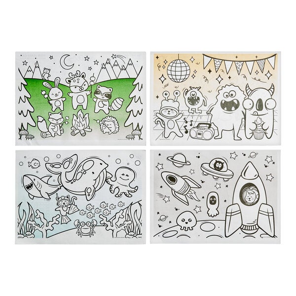 Hoffmaster Kids Color Me Design Placemat with Choice 3 Pack Kids Restaurant Crayons - 1,000/Case