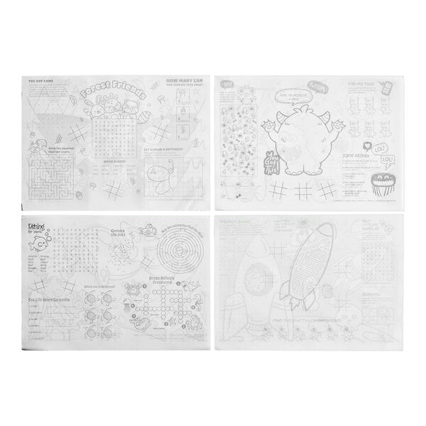 Hoffmaster Kids Color Me Design Placemat with Choice 3 Pack Kids Restaurant Crayons - 1,000/Case
