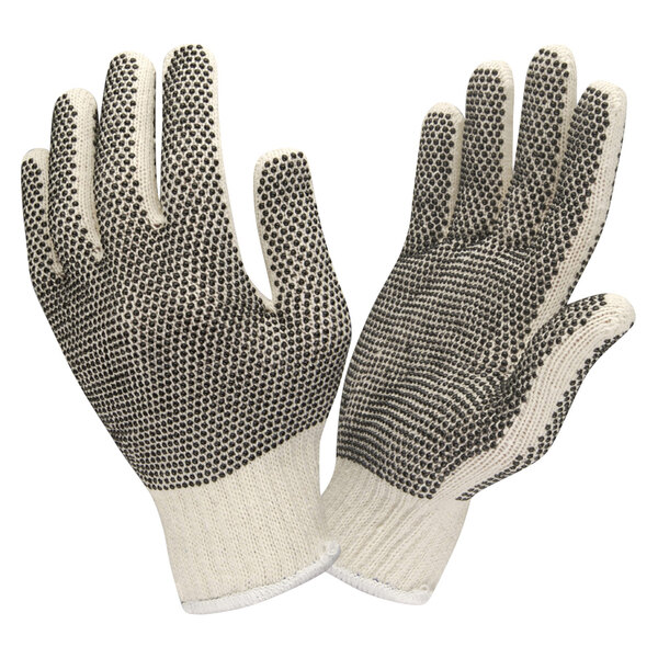 Standard Weight Natural Polyester / Cotton Work Gloves with Two-Sides ...