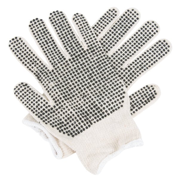 12 Pairs] Black White Work Gloves - Dotted Safety Working Gloves