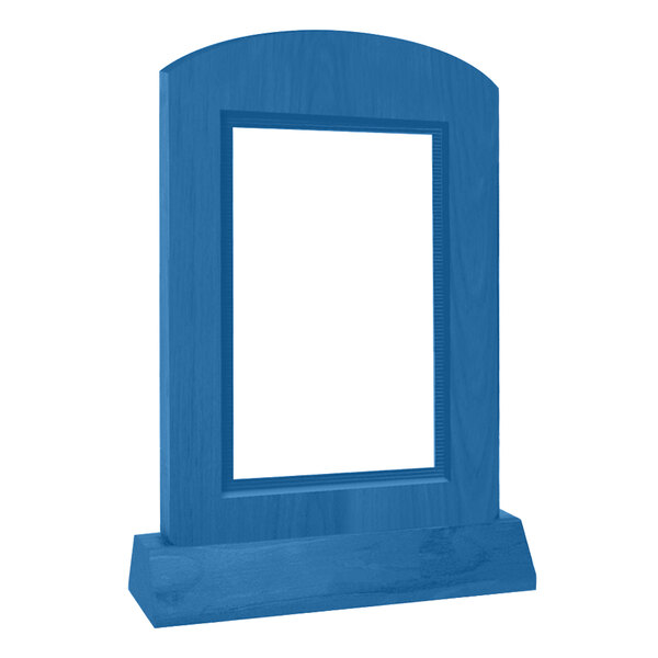 Menu Solutions WTARCH-A-2S 4" x 6" True Blue Arched Wood Menu Tent with Angled Base
