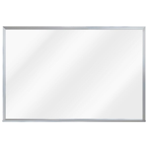 A white board with a silver frame.