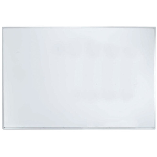 A white board with a silver border.