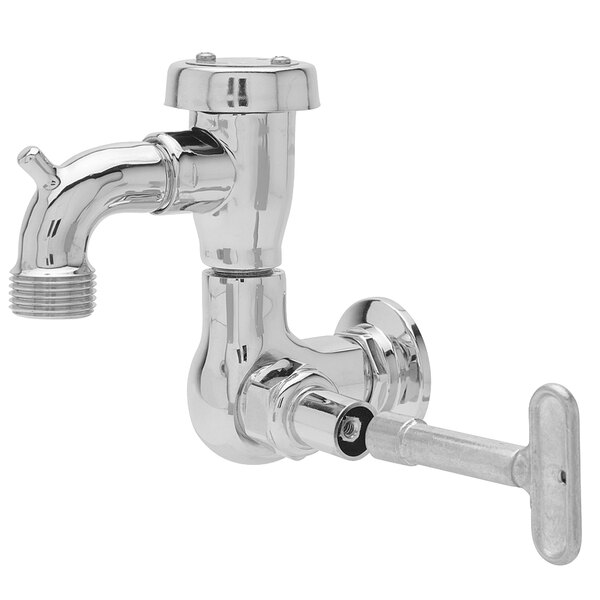 Fisher 55344 Wall Mounted Stainless Steel Service Sink Faucet With 3 Service Sink Spout Garden Hose Outlet And Key Handle