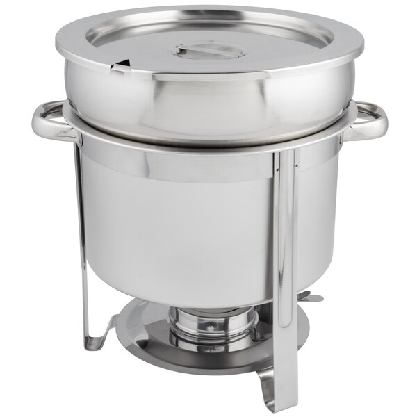 Choice Deluxe 11 Qt. Chrome Accent Marmite Soup Chafer