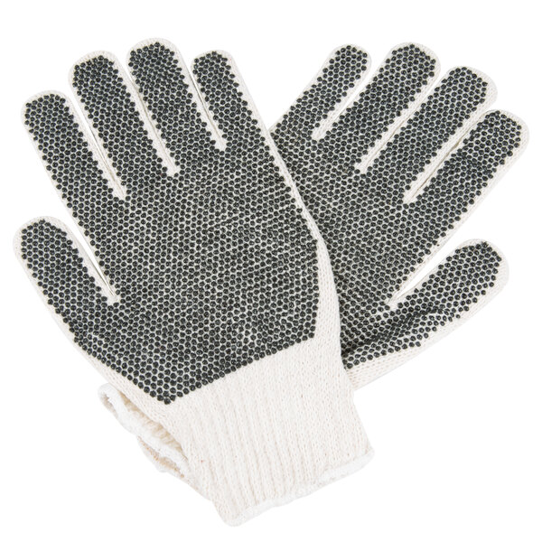 G & F Products  14431 Natural Cotton Work Gloves with double-side PVC Dots Grey 