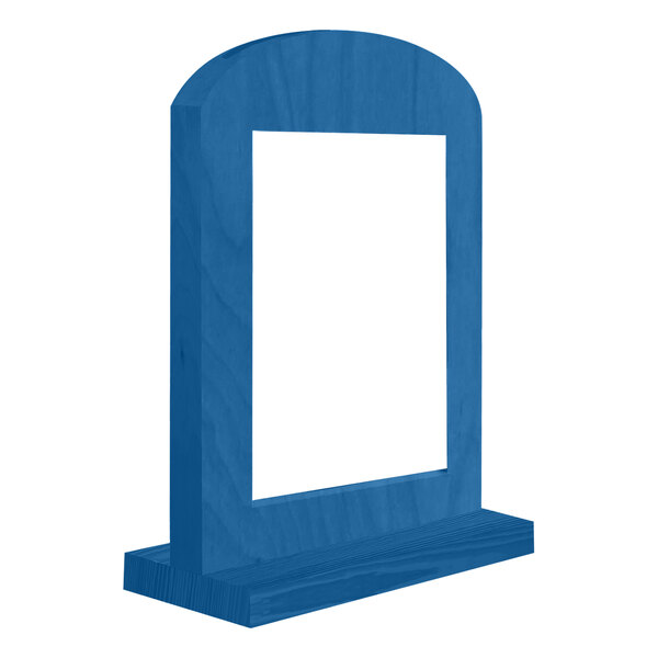 Menu Solutions WTARCH-B 5" x 7" True Blue Arched Wood Menu Tent with Straight Base