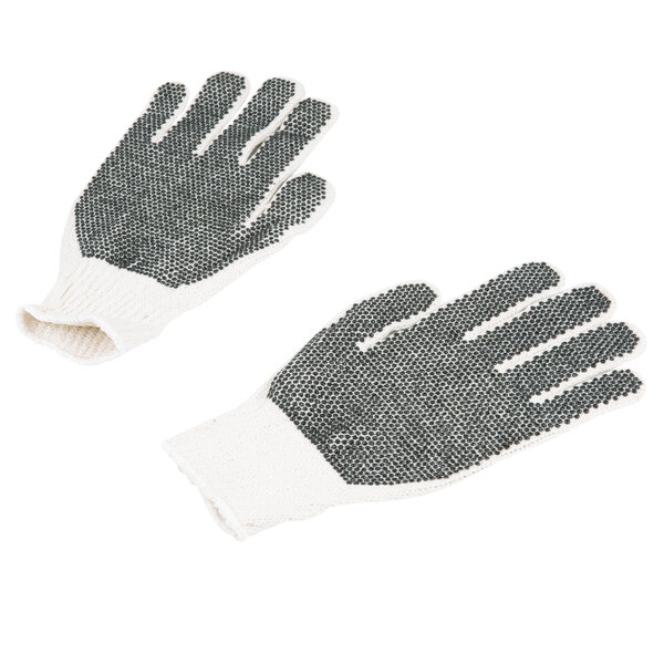 A pair of Cordova work gloves with white and black dots on a white background.