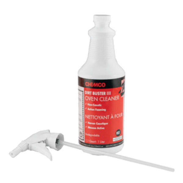 A white bottle of Alto-Shaam Dirt Buster III Oven Cleaner with a red label and a white sprayer.