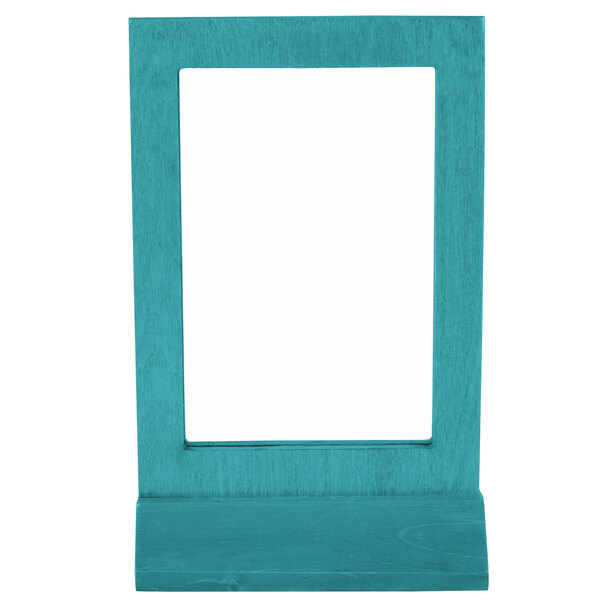 A blue rectangular frame with a white background.