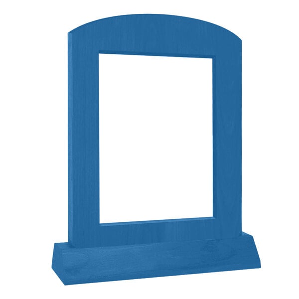 Menu Solutions WTARCH-B-2S 5" x 7" True Blue Arched Wood Menu Tent with Angled Base