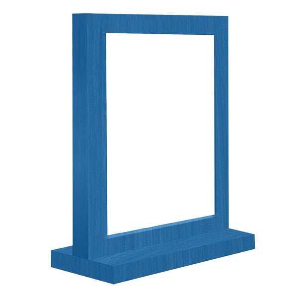 Menu Solutions WTFR-A 4" x 6" True Blue Framed Wood Menu Tent with Straight Base