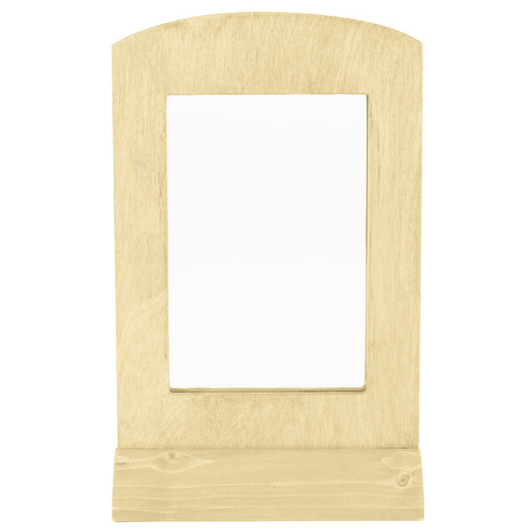 A wooden frame with a white background.