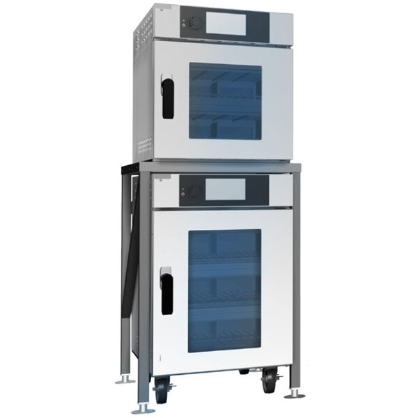 A white Alto-Shaam Vector H Series multi-cook oven with two racks and two doors.