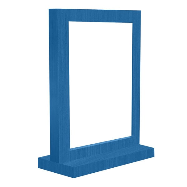 Menu Solutions WTFR-B 5" x 7" True Blue Framed Wood Menu Tent with Straight Base