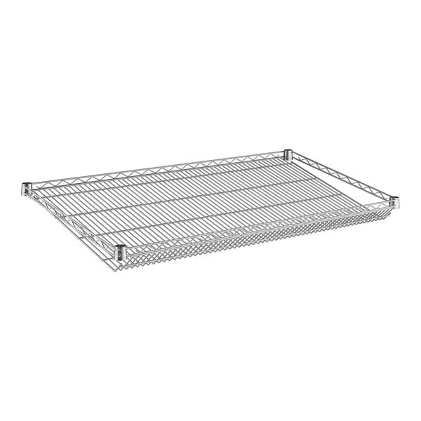 A chrome wire shelf with a slant.