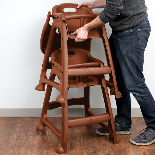 Lancaster Table & Seating Assembled Brown Stackable Plastic Restaurant