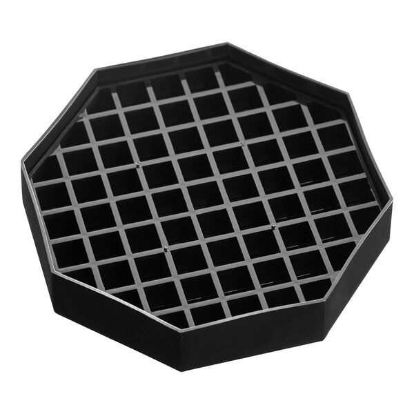 A black octagonal drip tray with a removable grate.