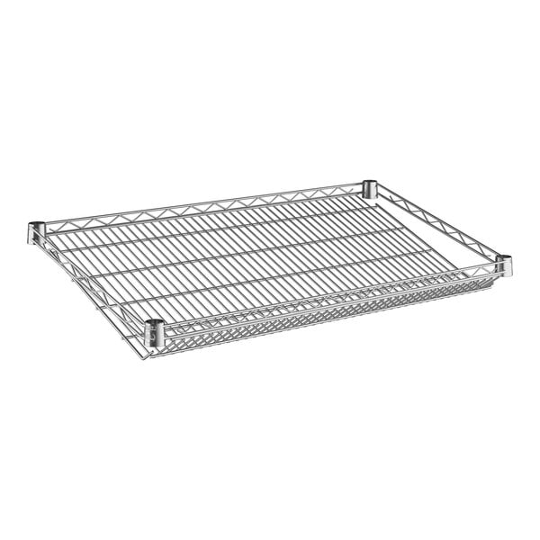 A chrome wire slanted shelf for Regency shelving.