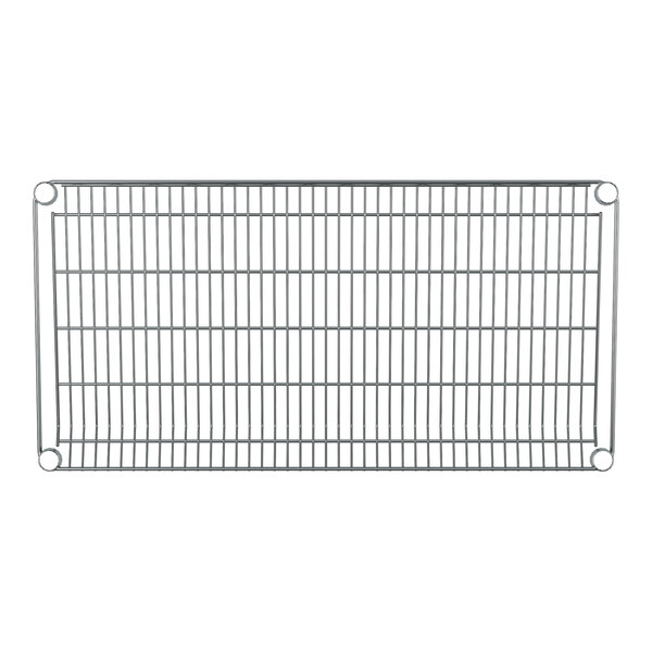 A close-up of a metal grid on a Regency wire shelf.