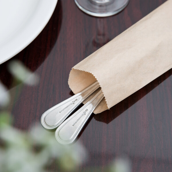 Choice 2 3/4" x 10" Kraft Disposable Silverware / Bakery / Churro Bag