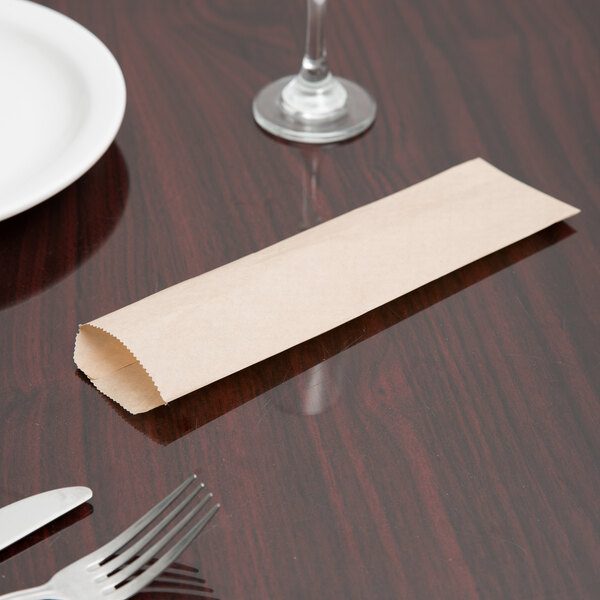 Choice 2 3/4" x 10" Kraft Disposable Silverware / Bakery / Churro Bag