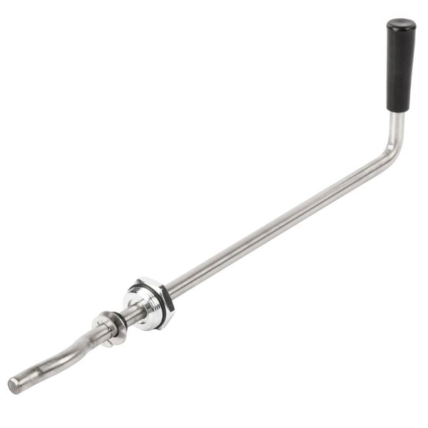 A Regency metal waste valve rod with a black twist handle.