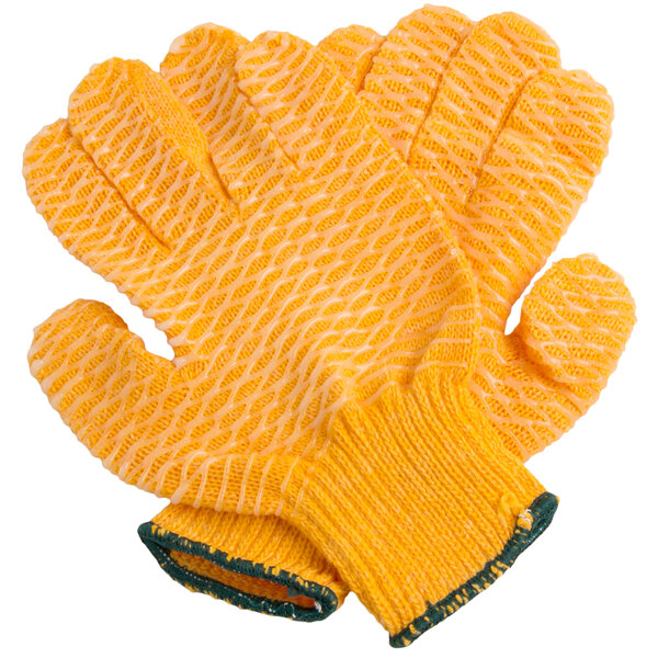 Yellow/Orange Criss Cross Grip Work Safety Gloves 