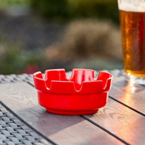 Choice 4 1/4" x 1 3/4" Red Plastic Ashtray - 12/Pack