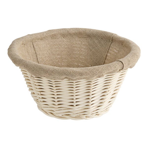 Matfer Bourgeat 118510 8 1/4" Linen Lined Wicker Round Banneton Proofing Basket