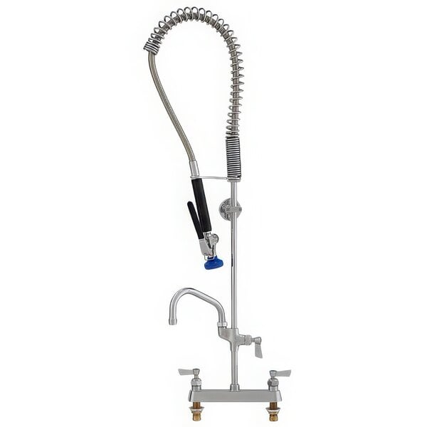 A Fisher stainless steel pre-rinse faucet with hose.