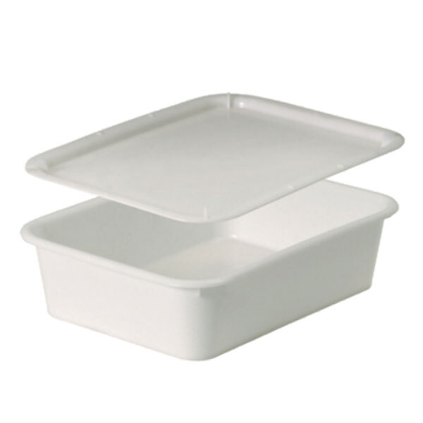A white plastic rectangular dough proofing box with a lid.