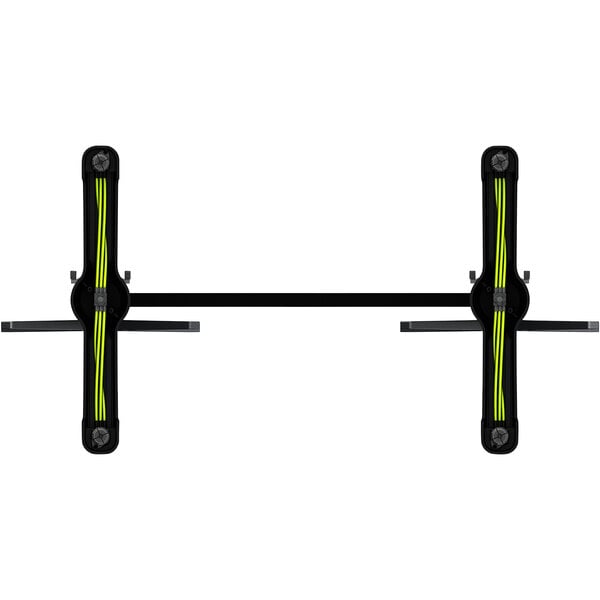 A long black rectangular FLAT Tech table base with black and yellow metal mechanisms on the ends.