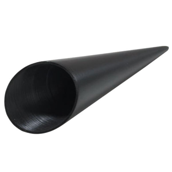 A black cone-shaped pipe with a hole on a white background.