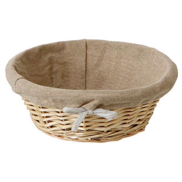 lined wicker basket