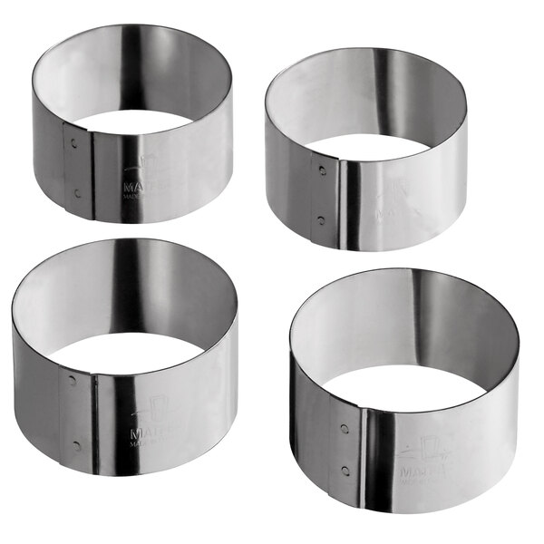 Matfer Bourgeat 375313 2 3/8 x 1 1/4 Stainless Steel Round Cake / Food  Ring Mold - 4/Pack
