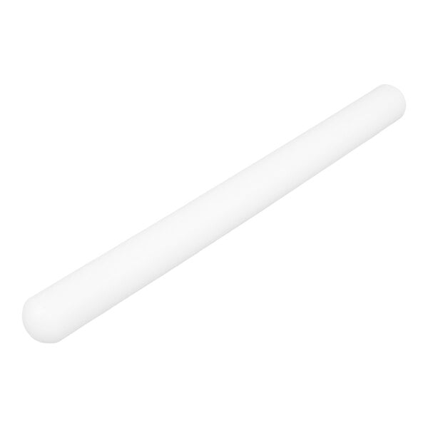 A white, cylindrical rod with rounded ends, likely made of plastic.