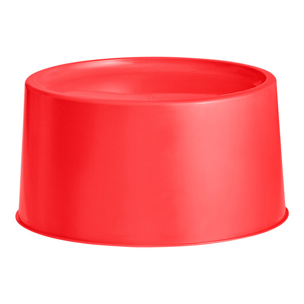 A red round plastic base for a 3 or 6 gallon beverage dispenser.