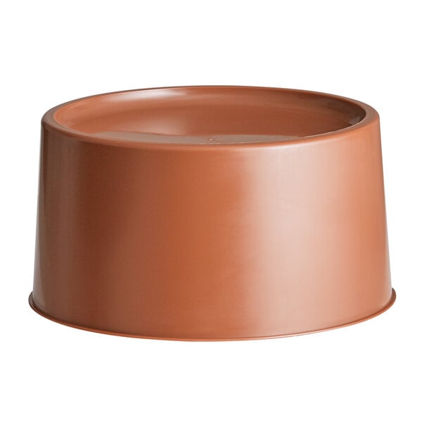 A brown Choice round beverage dispenser base.