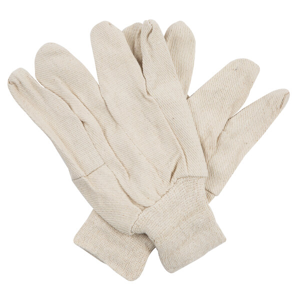 A pair of Cordova white cotton canvas work gloves.