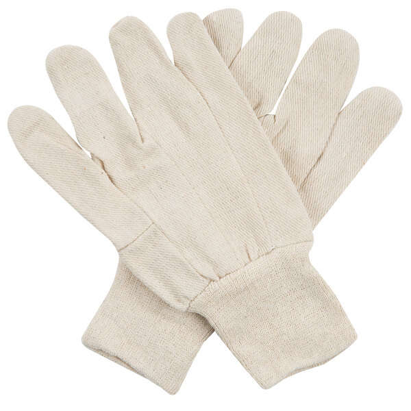 A pair of large white Cordova canvas work gloves.