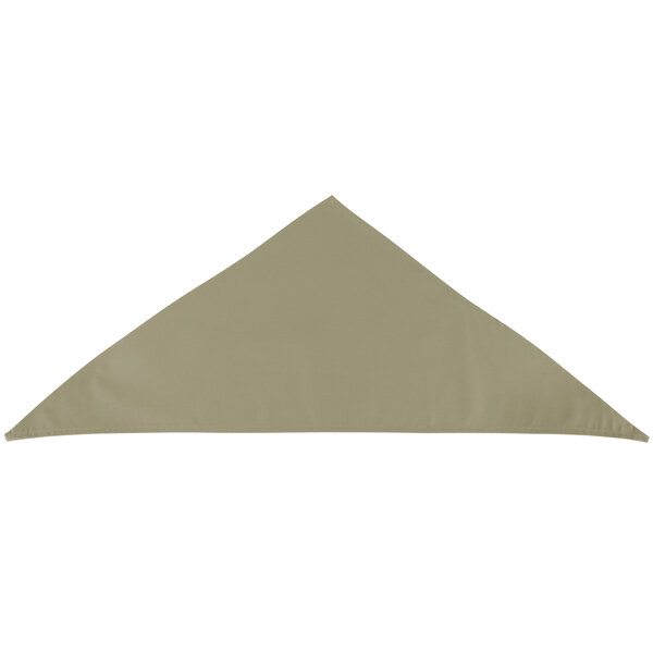 A triangular shaped beige cloth with a green border on a white background.