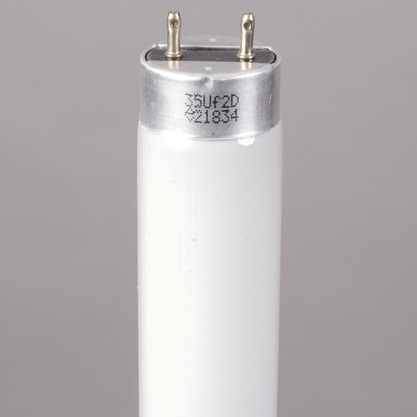 An Avantco white fluorescent tube with a silver metal base.