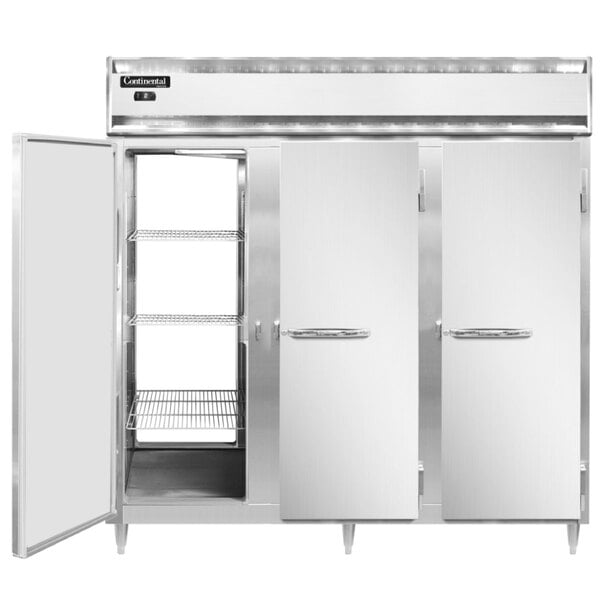 A white Continental pass-through freezer with two open doors.