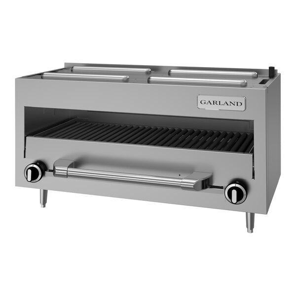 A stainless steel liquid propane countertop infra-red salamander broiler designed for commercial kitchen use.