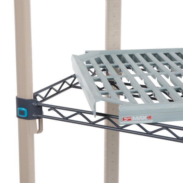 A MetroMax Q shelving unit with metal shelves.