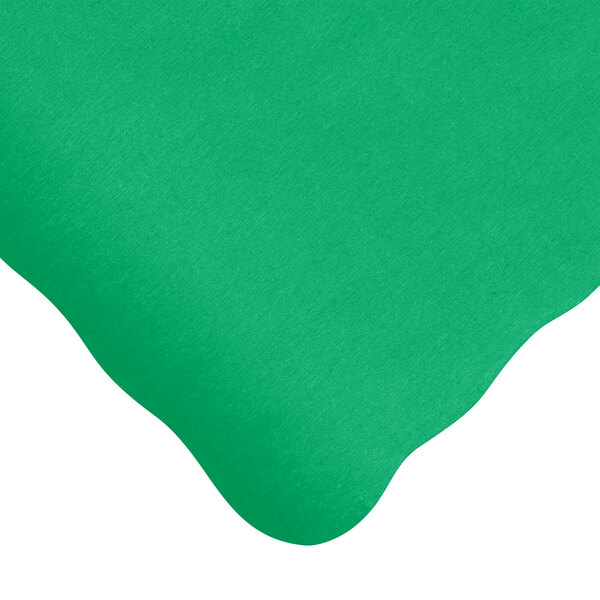 Choice 10" x 14" Green Colored Paper Placemat with Scalloped Edge